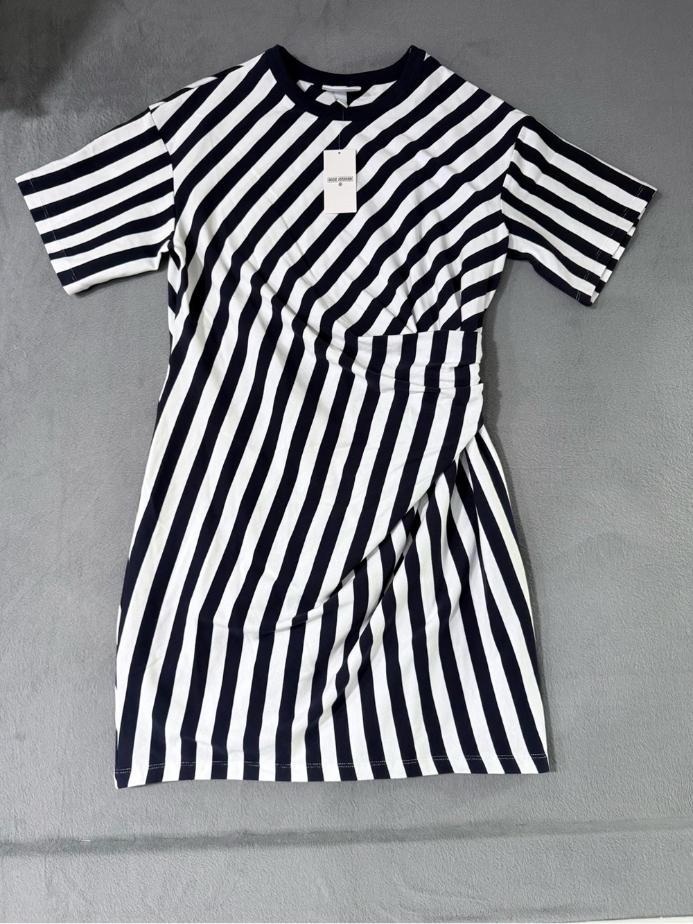 Rosie Assoulin - Women’s Short Sleeve Striped Jersey Wrap Mini Dress